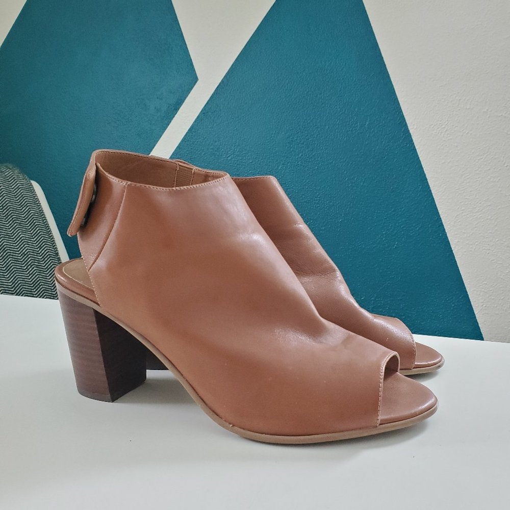 Steve Madden Leather Peep Toe Booties, Sz 8